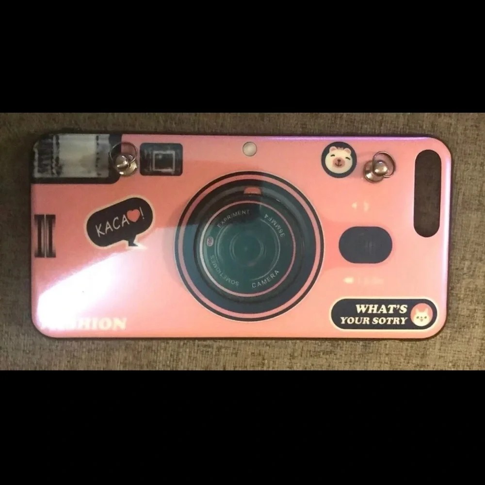 Pink Retro Vintage 3D Glossy Camera Case Cover Skin Shockproof iPhone 6/7/8 Plus
